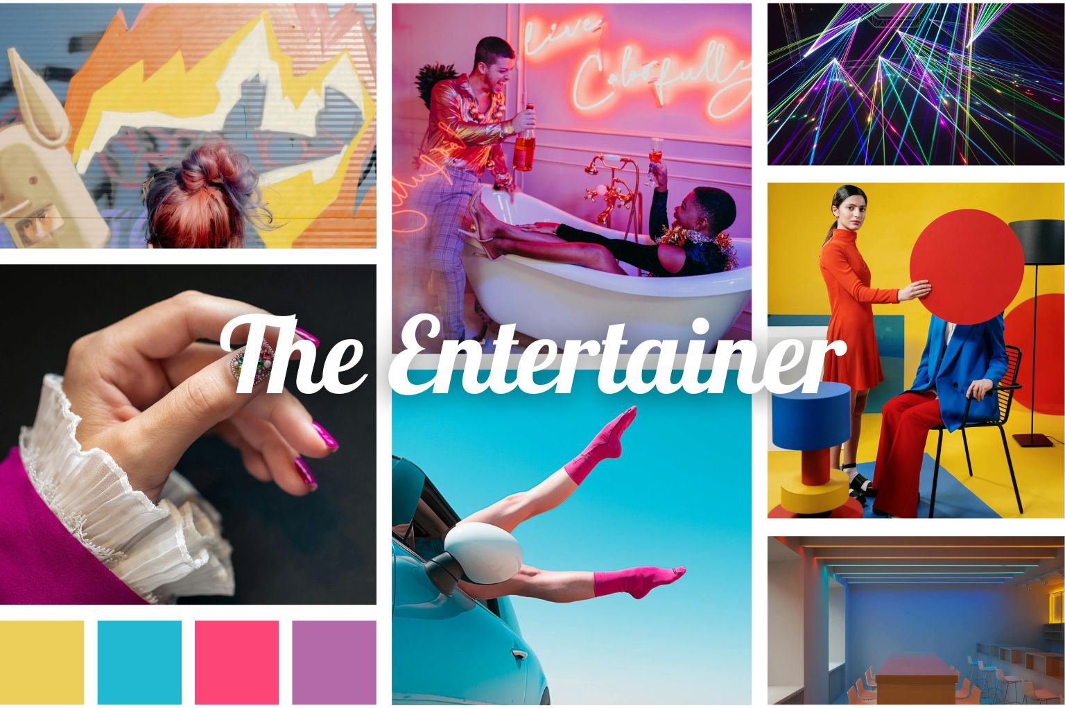 The Entertainer Archetype mood board